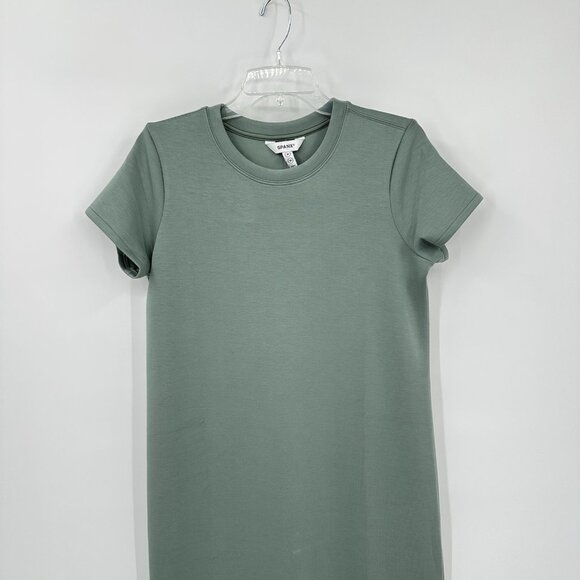 maxi dress short sleeve side slits casual fennel green M - Picture 4 of 7